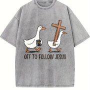 Christianity Silly Goose Vintage Washed T-Shirt in Gray
