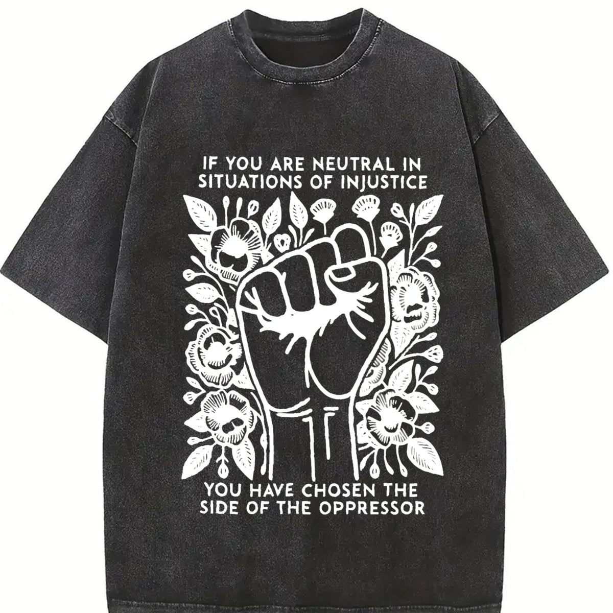 Letter Feminist Rights. for Spring Vintage Washed T-Shirt in Black