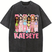 Katseye Music Ka.tseye Beautiful Chaos Vintage Washed T-Shirt in Black