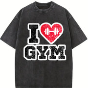 I Love Gym Vintage Washed T-Shirt in Black