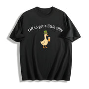 Off to Get a Little Silly Cotton T-Shirt in Black