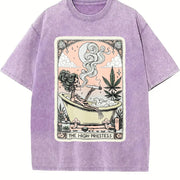 Quick Delivery Tarot Card The High Priestess Mystic vintage washed oversized T-shirt in Purple
