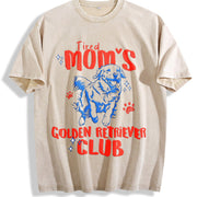 Tired Moms Golden Retriever Club Vintage Washed T-Shirt in Beige