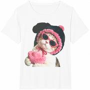 Cat Gen Z Cotton T-Shirt in White