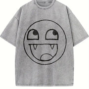 Epic Face Vampire Y2K Goth Emo Scene Tapout Affliction vintage washed oversized T-shirt in Gray