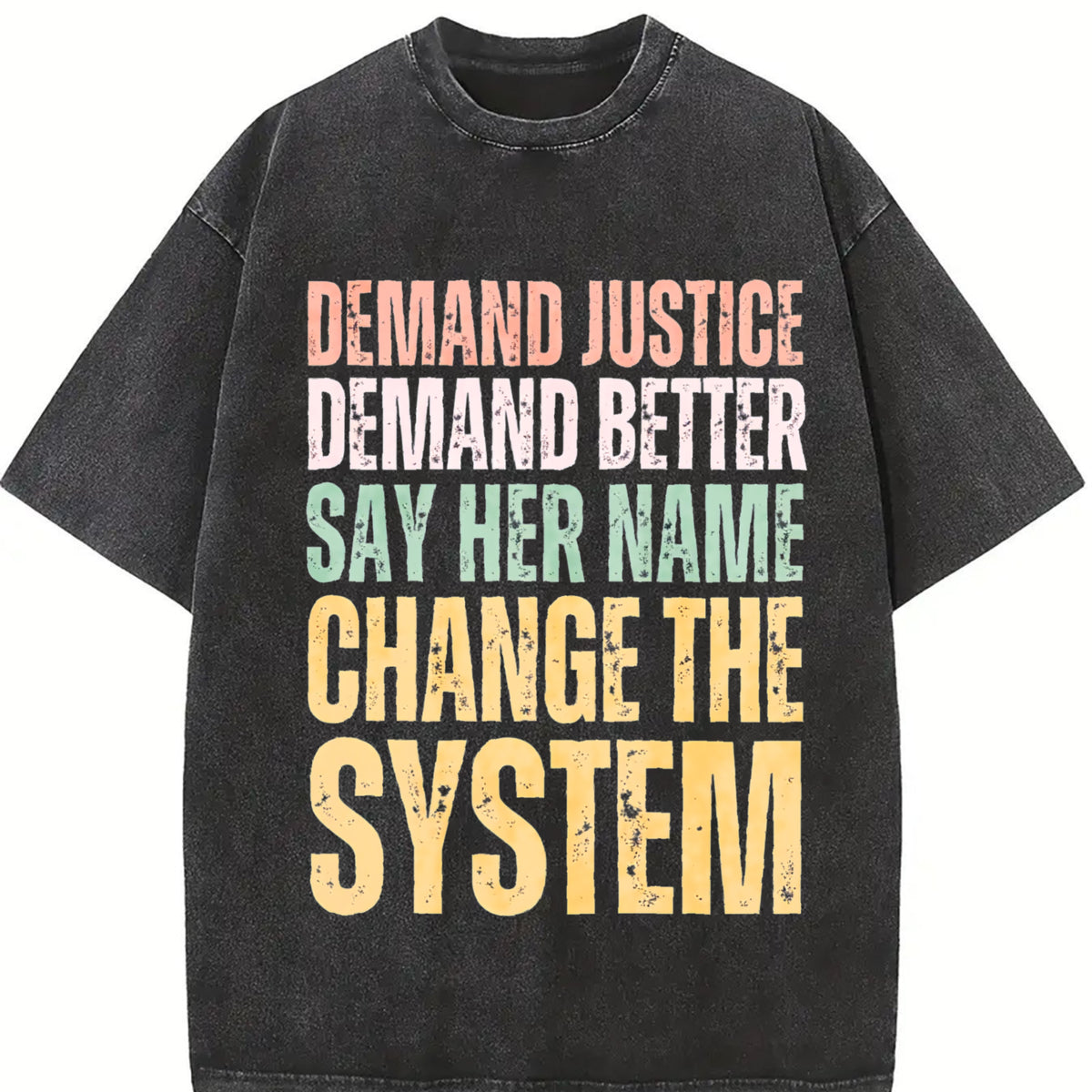 Demand Justice Renee Nicole Good Anti Ice Vintage Washed T-Shirt in Black