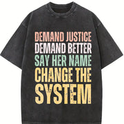 Demand Justice Renee Nicole Good Anti Ice Vintage Washed T-Shirt in Black
