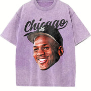 MJ Baseball Days 90's Style Retro vintage washed oversized T-shirt in Purple