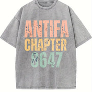 Antifa Chapter 8647 Bella Canvas V-neck Vintage Washed T-Shirt in Gray