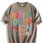 Better Days Are on the Way Vintage Washed T-Shirt in Brown