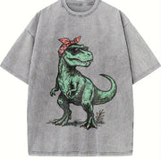 T-rex Bandana Sunglasses Vintage Washed T-Shirt in Gray
