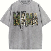 Glitter and Dirt Mama Of Vintage Washed T-Shirt in Gray