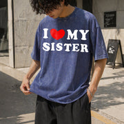 I Love My Sister Vintage Washed T-Shirt in Blue