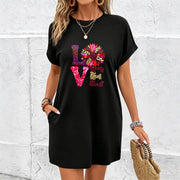 Heart Dress- and Elastic Dress Cotton T-Shirt in Black