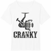 Cranky Fishing Reel Fisherman Fisher Man Fishing Dad Cotton T-Shirt in White