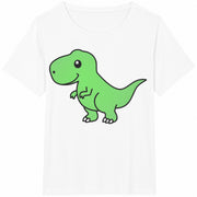 Dinosaur Cute Dino Cotton T-Shirt in White