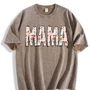 Luokeren Floral MAMA Vintage Washed T-Shirt in Brown