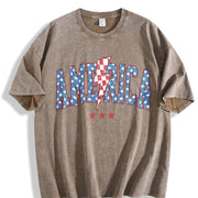 America Lightening Bolt USA vintage washed oversized T-shirt in Brown