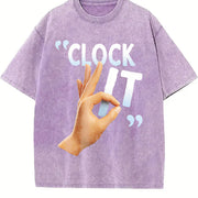 CLOCK IT Vintage Washed T-Shirt in Purple