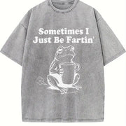 Sometimes I Just Be Fartin' Frog vintage washed oversized T-shirt in Gray