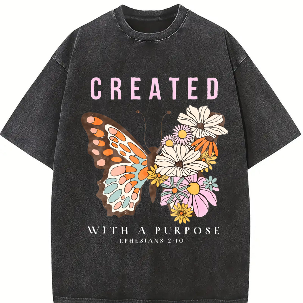 Tops2026women's Retro Vintage Washed T-Shirt in Black