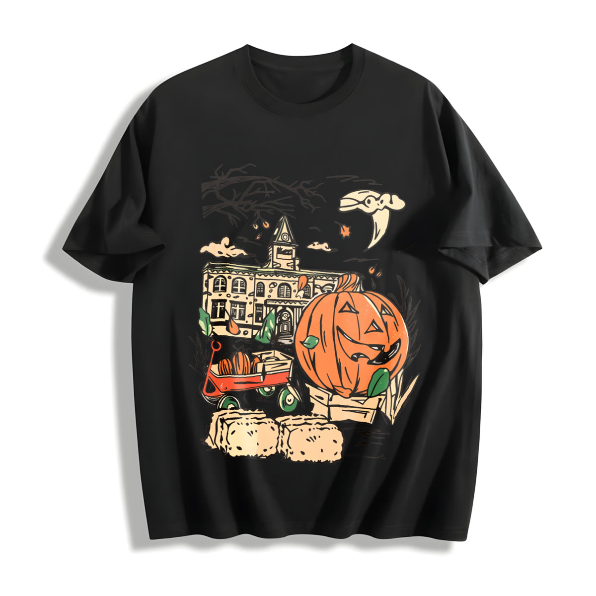 Halloweentown Est 1998 Back and Front Cotton T-Shirt in Black