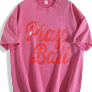 Play Ball Game Day Vintage Washed T-Shirt in Red