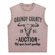 Grundy County Auction Inspired Concert Vintage Washed Tank Top in Brown