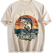 I'm So Good at Catching Fish Vintage Washed T-Shirt in Beige