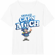 Basic Y'all Be Cap'n Too Much Cotton T-Shirt in White