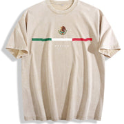 Mexican Flag Celebratory and Machine Washability vintage washed oversized T-shirt in Beige