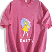 Salty Rain Girl Vintage Washed T-Shirt in Red