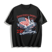 America 250th Anniversary Cotton T-Shirt in Black