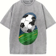 Abstract Soccer Silhouette Vintage Washed T-Shirt in Gray