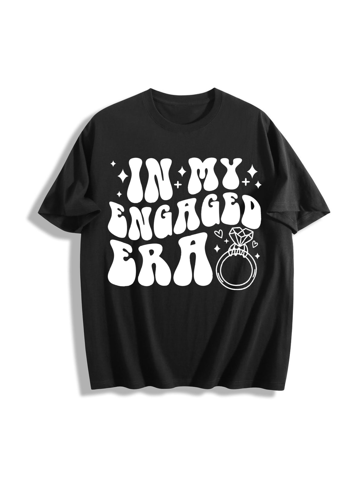In My Engaged Era Engagement Cotton T-Shirt in Black