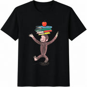 Curious George Retro and Playful Cotton T-Shirt in Black
