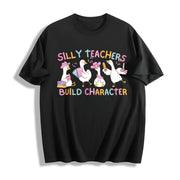 Silly Teacher Goose Cotton T-Shirt in Black