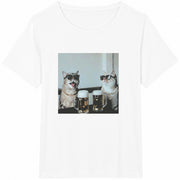 Cats Drinking Beer Cotton T-Shirt in White