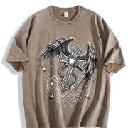 Winged Cross Vintage Washed T-Shirt in Brown