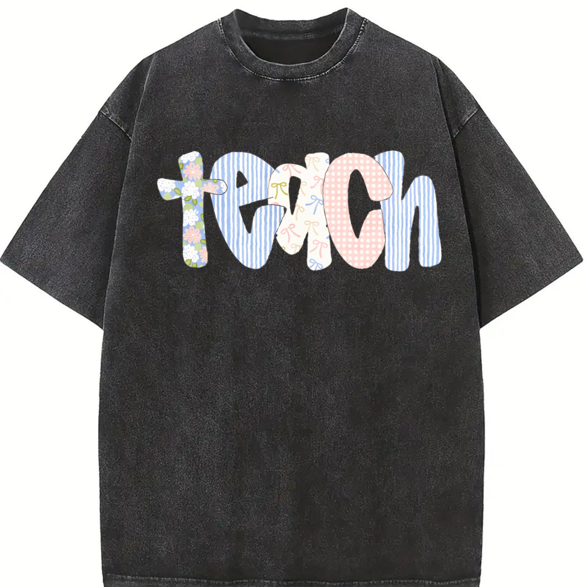 Kindergarten Teacher Custom Teacher Vintage Washed T-Shirt in Black