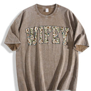 Camouflage Wifey Mrs Vintage Washed T-Shirt in Brown