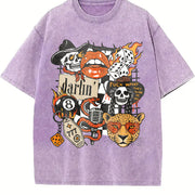 Cowgirl Western Trendy vintage washed oversized T-shirt in Purple