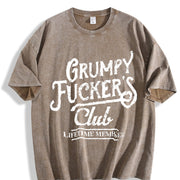 Grumpy F*ckers Club Sarcastic Novelty for Classic Vintage Washed T-Shirt in Brown