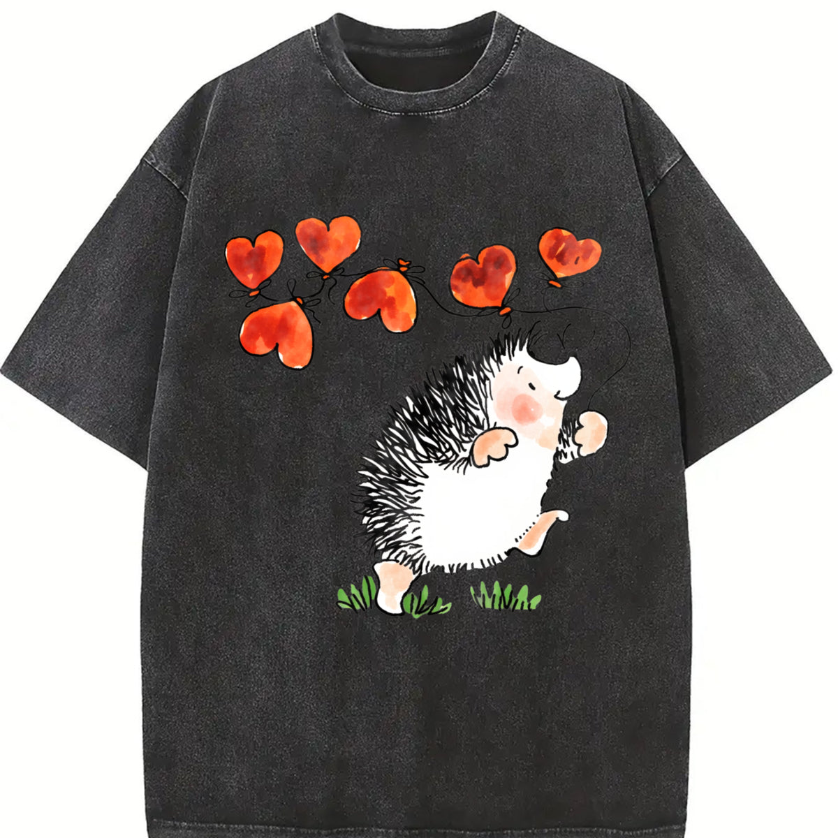 Valentine's Day Spring Vintage Washed T-Shirt in Black