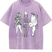 Halloween Spooky Girl Squad Vintage Washed T-Shirt in Purple