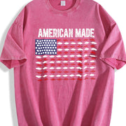 American Made Fishing Flag Vintage Washed T-Shirt in Red