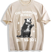 Retro Possum Says 90s Vintage Washed T-Shirt in Beige