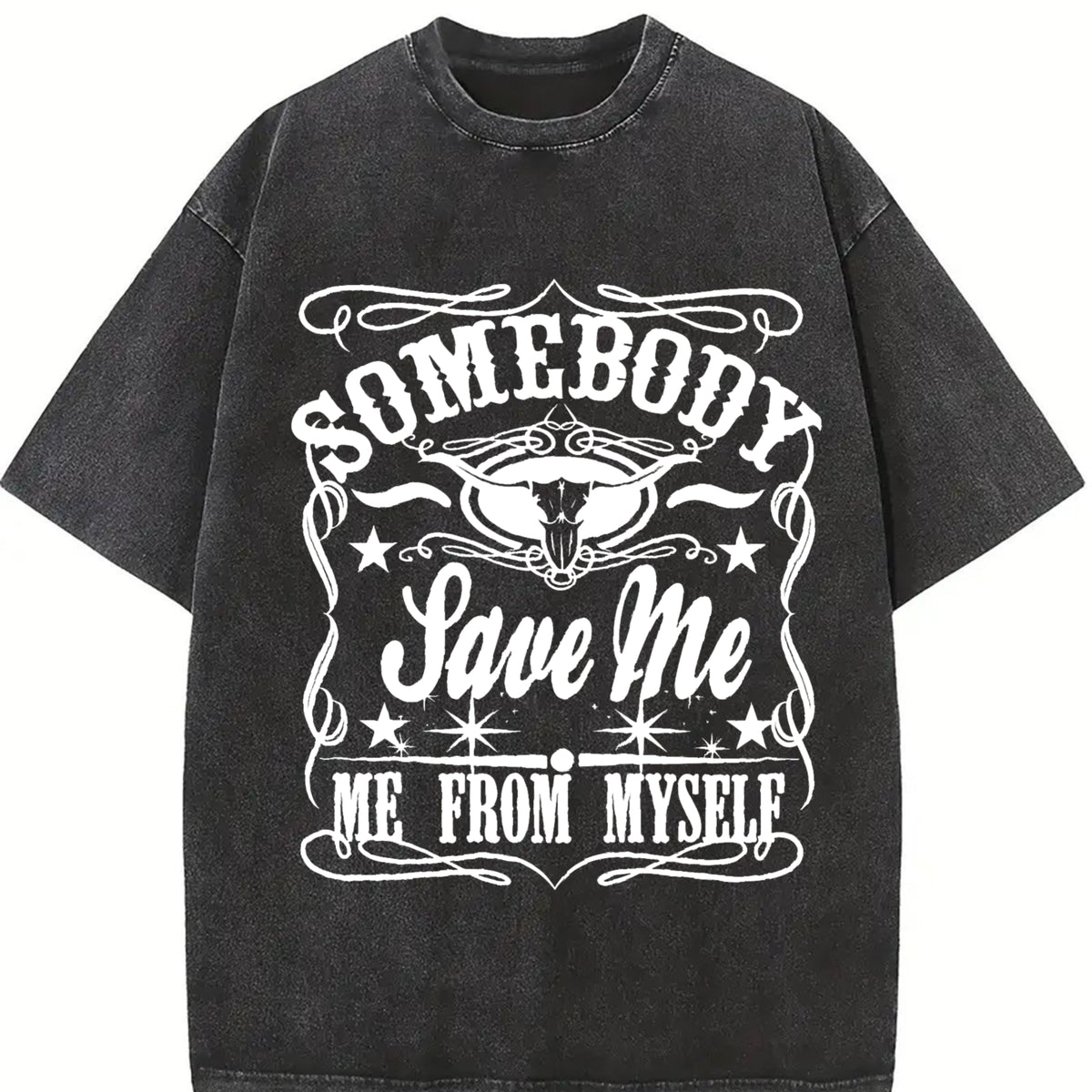 Somebody Save Me from Myself Vintage Washed T-Shirt in Black