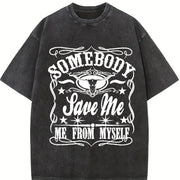 Somebody Save Me from Myself Vintage Washed T-Shirt in Black