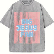 Big Jesus Fan vintage washed oversized T-shirt in Gray